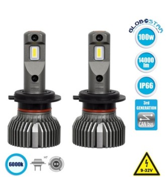 GloboStar® 85643 H7 E30 Line KIT Βασικού Φωτισμού Αυτοκινήτου & Φορτηγού 3nd Generation Can-Bus Series LED CREE CXB 100W 14000lm DC 9-32V Αδιάβροχο IP66 Ψυχρό Λευκό 6000K